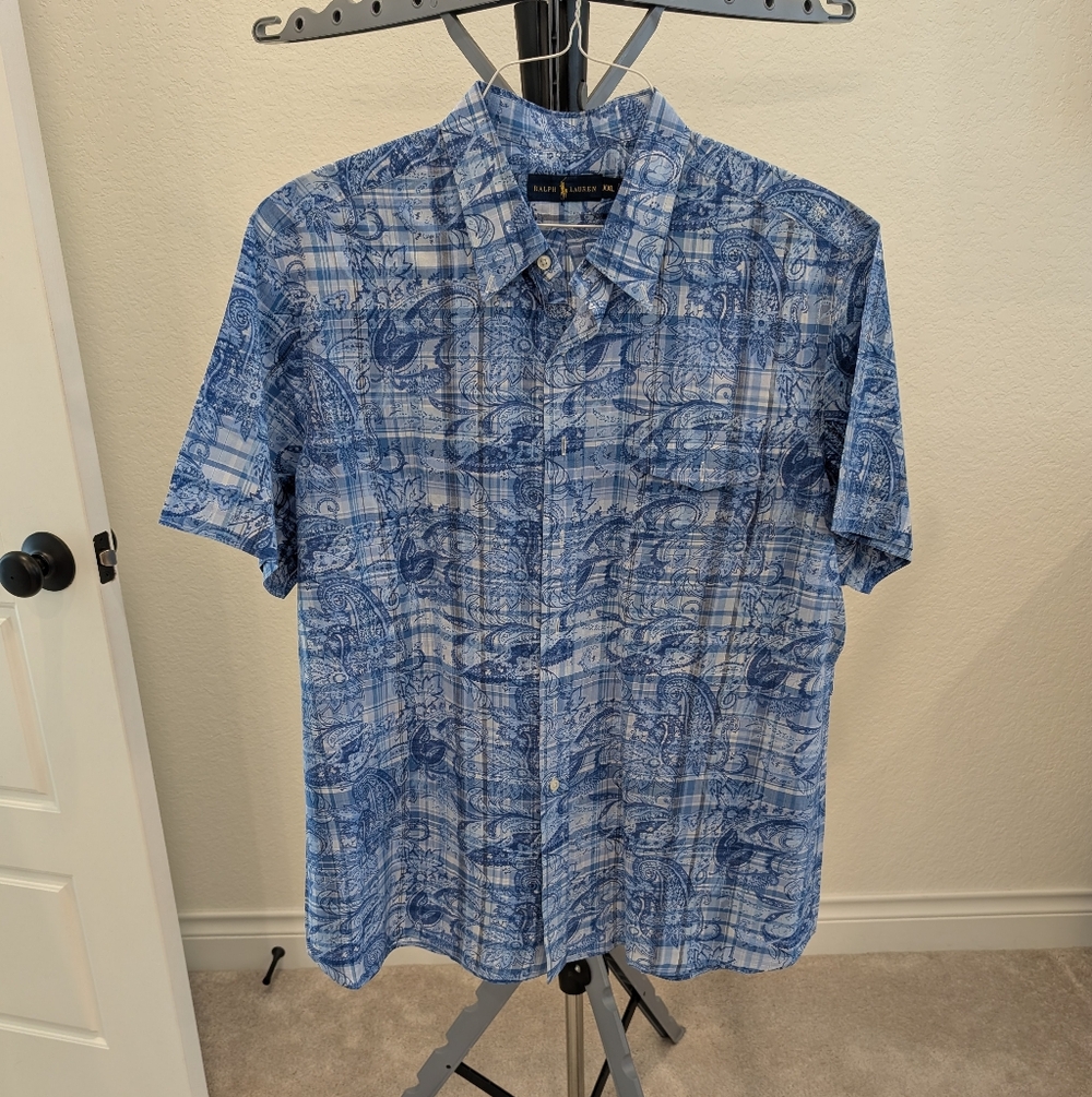 Men's RALPH LAUREN 2XL Button Down Short Sleeve Shirt
